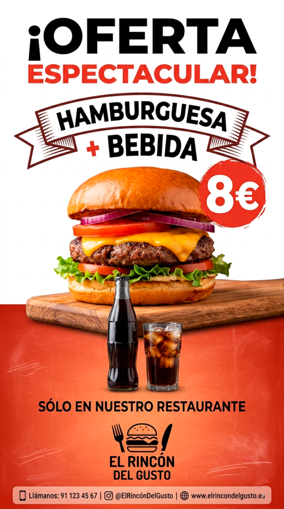 diseño cartel 2x1 restaurante